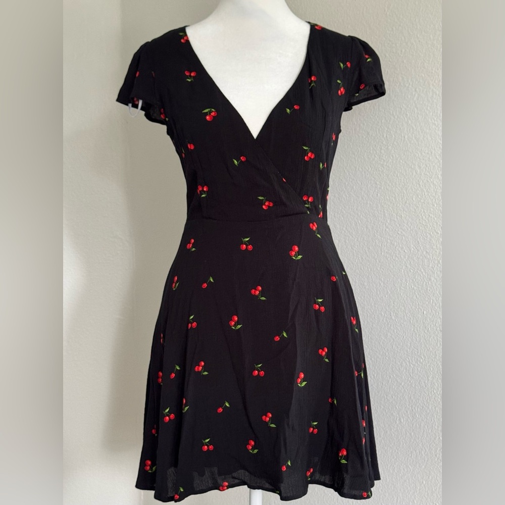Lulus Women’s Best Day Ever Black Cherry Print Skater Dress - Picture 6 of 10